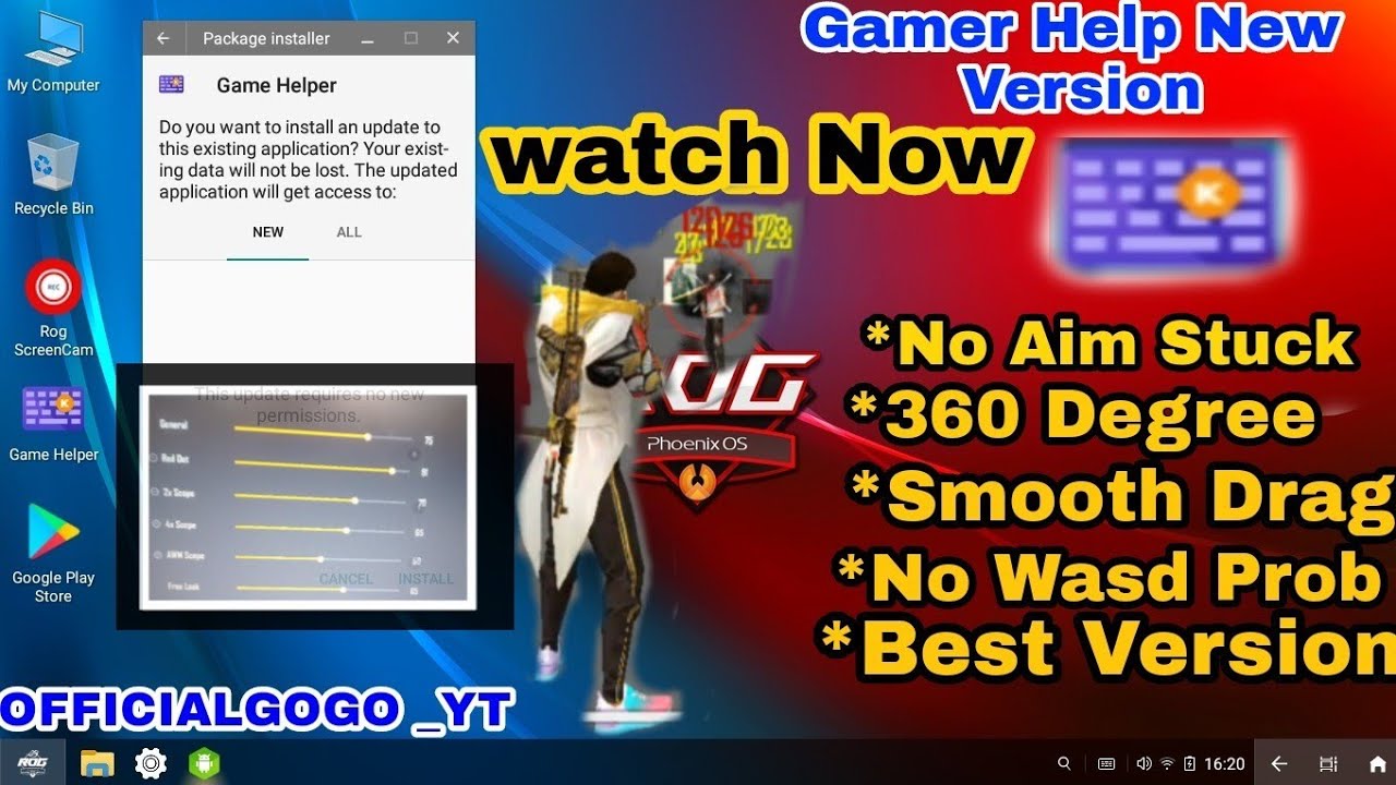 Phoenix os free fire Game helper version change - No aim stuck & wasd problem and best sensitivity 🤟