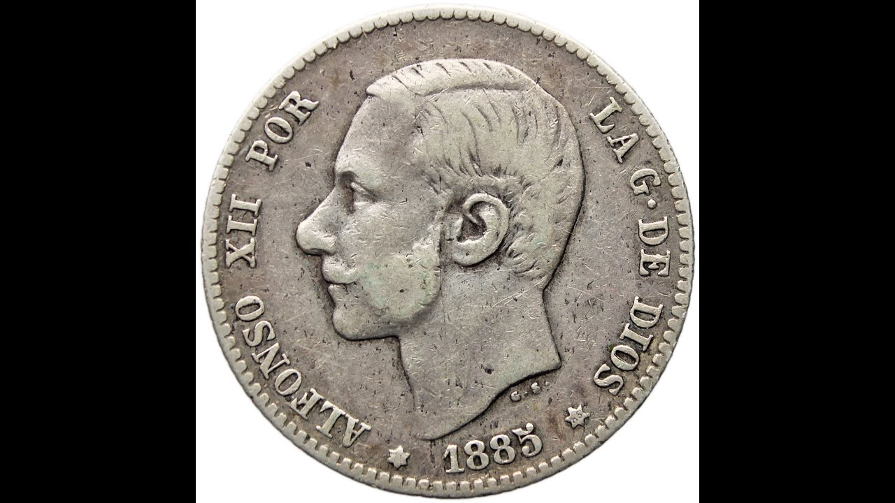 1885 Peseta Spain Coin Alfonso XII Silver