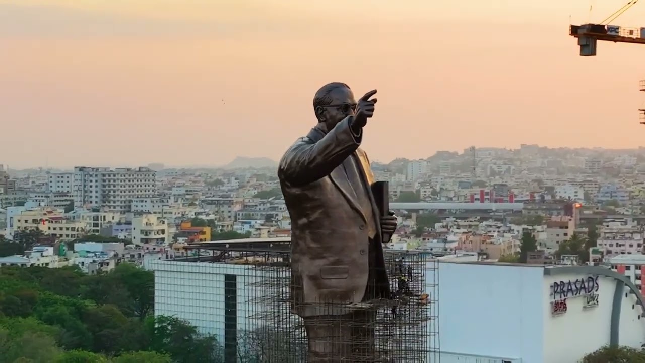 125 feet Ambedkar Statue in Hyderabad Drone Video Awesome