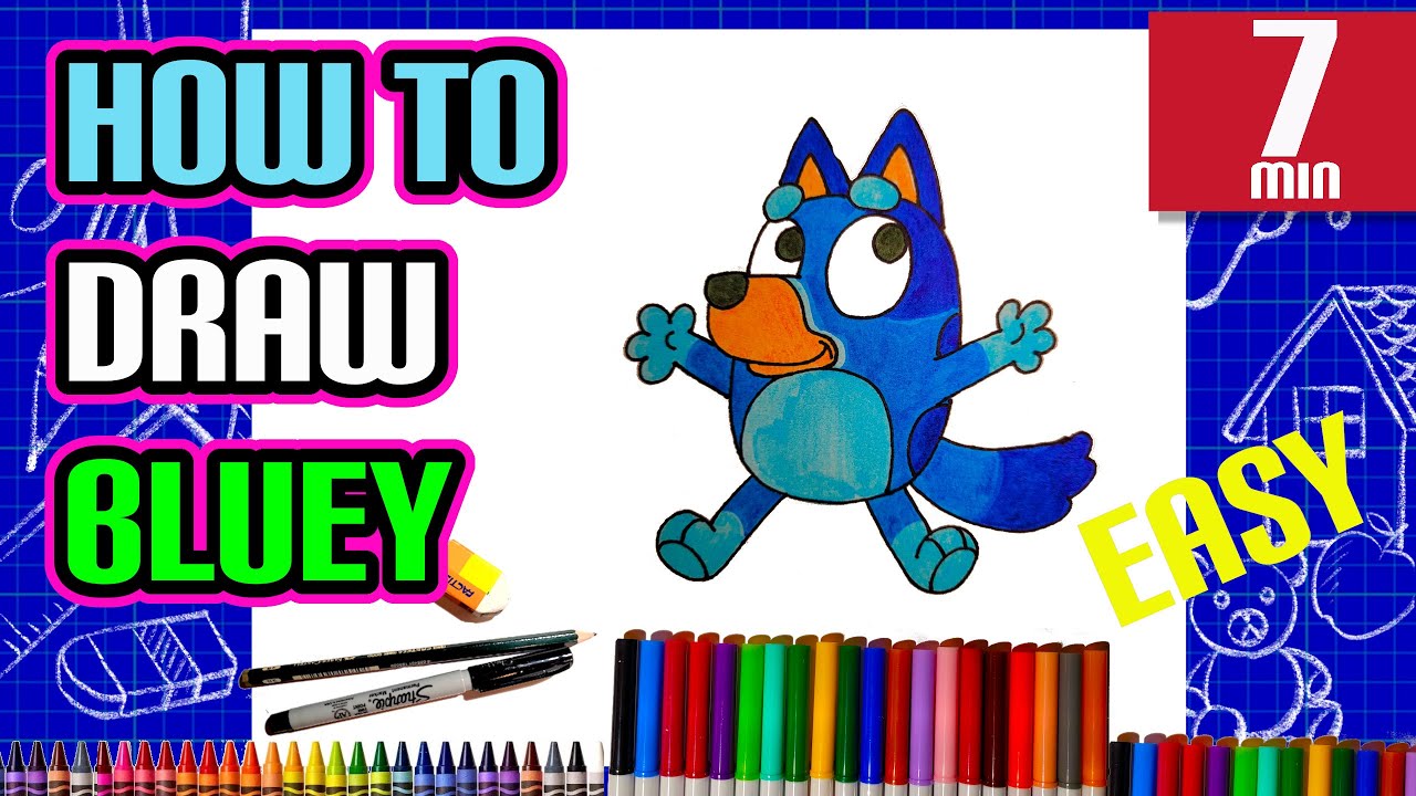 How to draw bluey easy. Draw Bluey and Bingo from Disney show Bluey