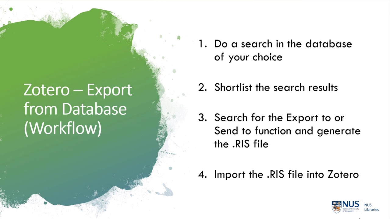 Adding References into Zotero using the Export from Database Method