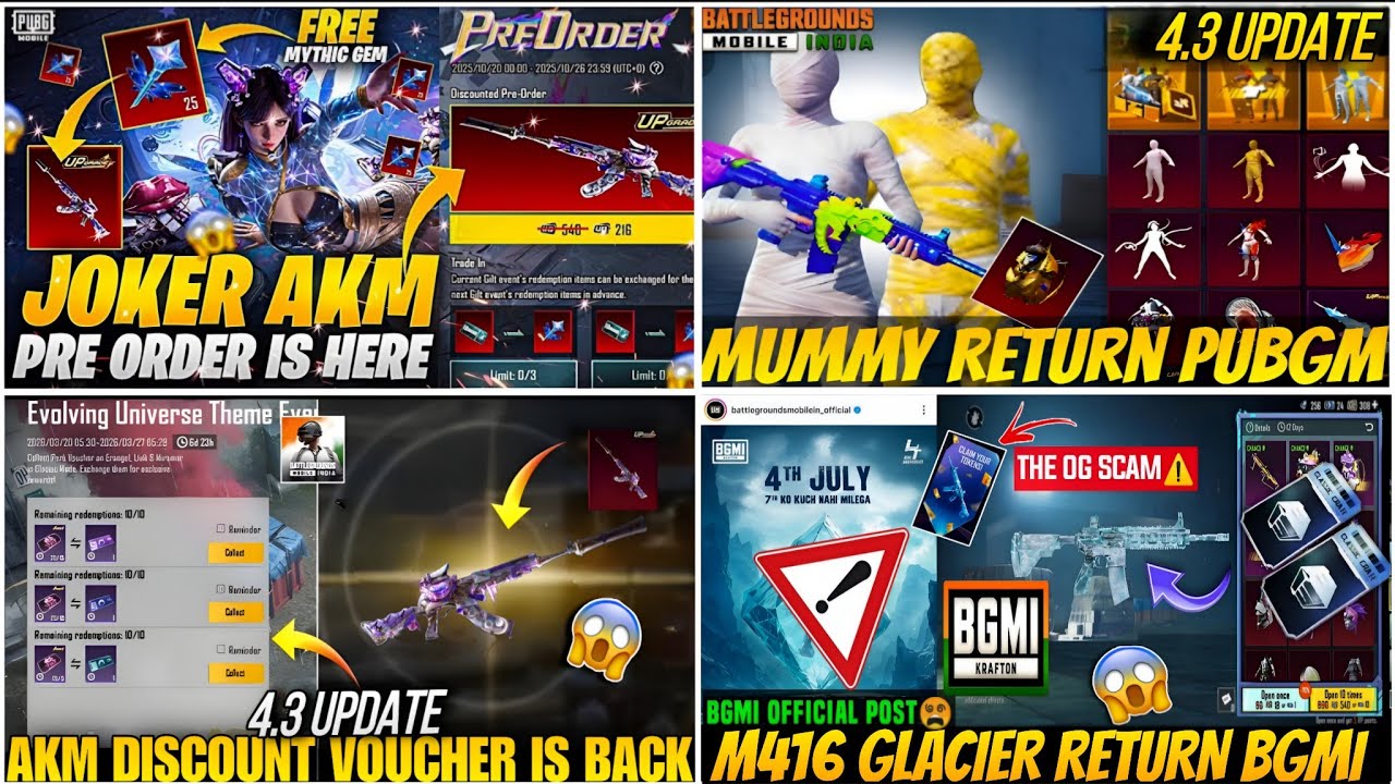 OMG😍M416 GLACIER IS BACK🥶| NEXT ULTIMATE SET BGMI 4.3😱| ULTIMATE SET VOUCHER 4.3🔥| MUMMY SET RETURN?