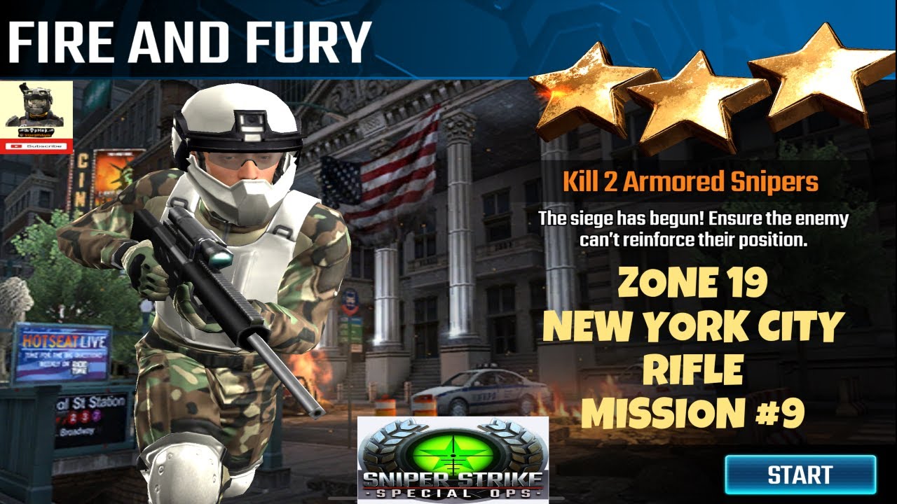 Campaign Zone 19 New York City Fire and Fury Rifle mission #9 Sniper strike : special ops