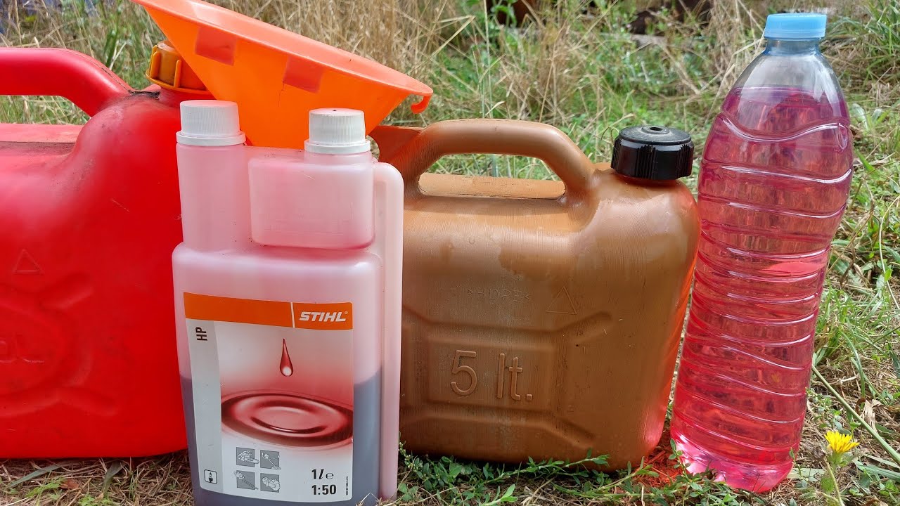 Mezcla Gasolina 2T con aceite Stihl. Two stroke mix