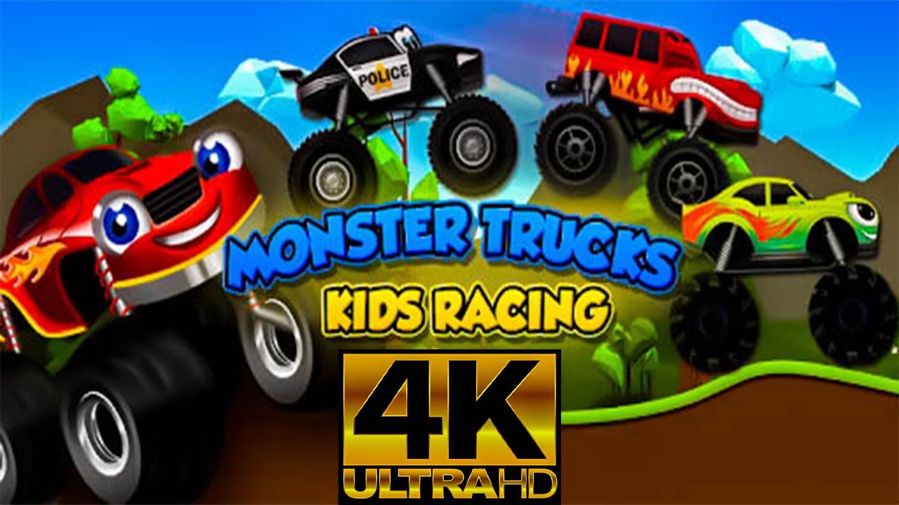 Monster Trucks Kids Racing 2160p 4K (UHD)  Racing Action Games  Videos Games for Children Android HD