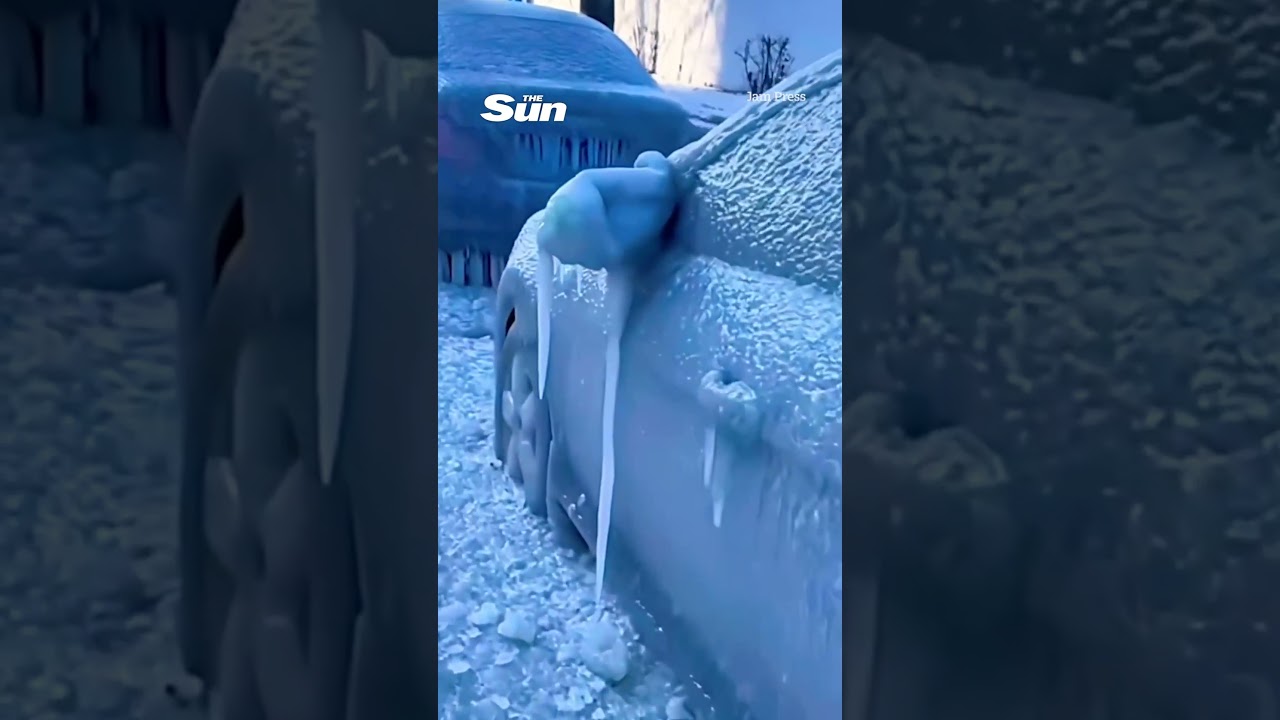 Cars encased in ICE as -20C temperatures hit China