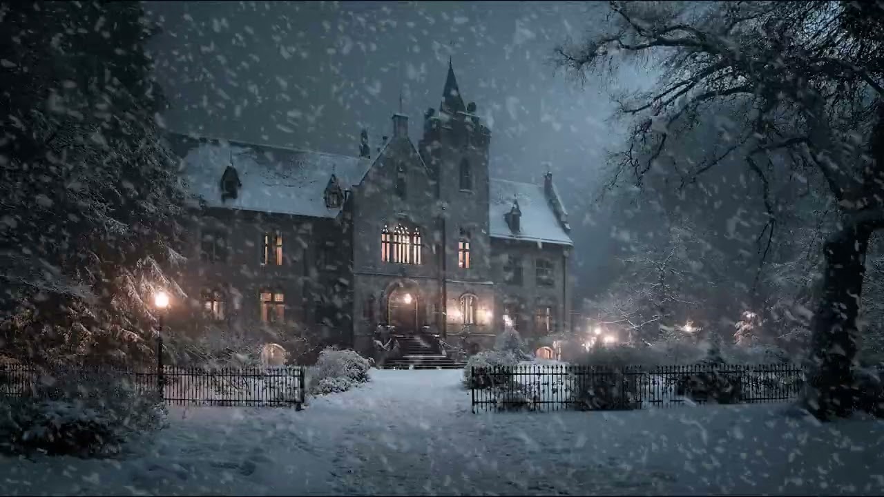 Calm Snowfall Ambience with Soft Winter Wind Blowing for Deep Relaxation and Stress Relief Sleep