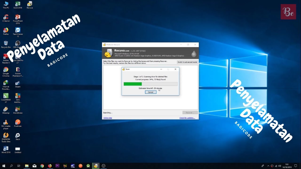 Recovery File dengan menggunakan recuva