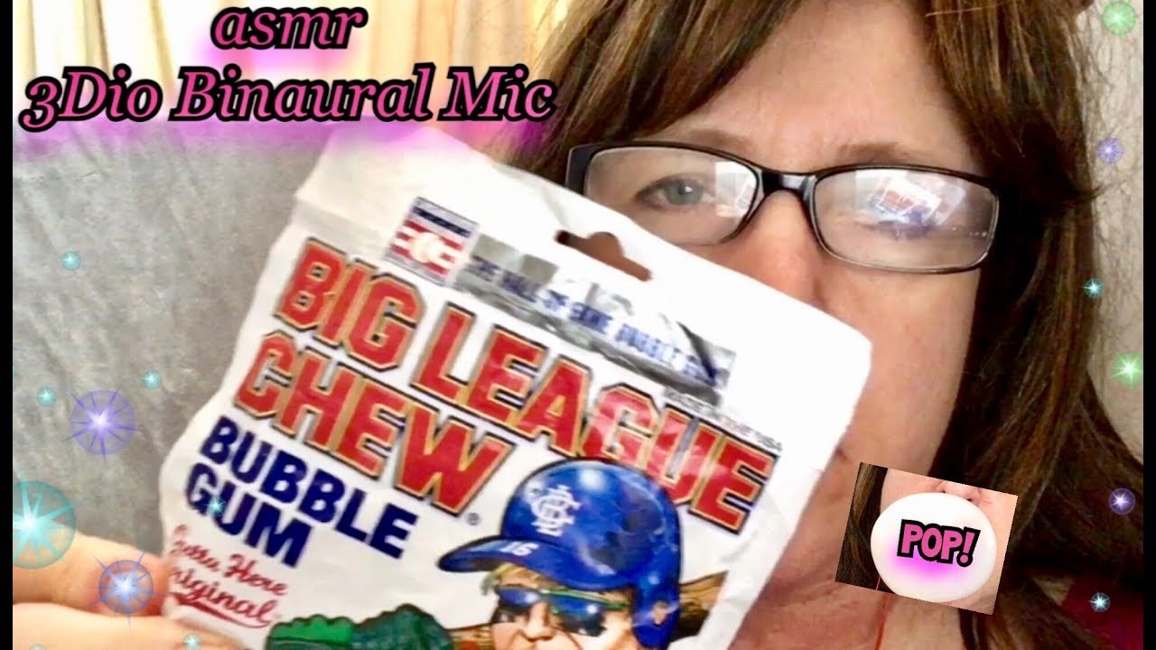 ASMR 🎧 One Hour Quiet Fun with Big League Chew Juicy Bubble Gum 3Dio Binaural Mic, Ear to Ear