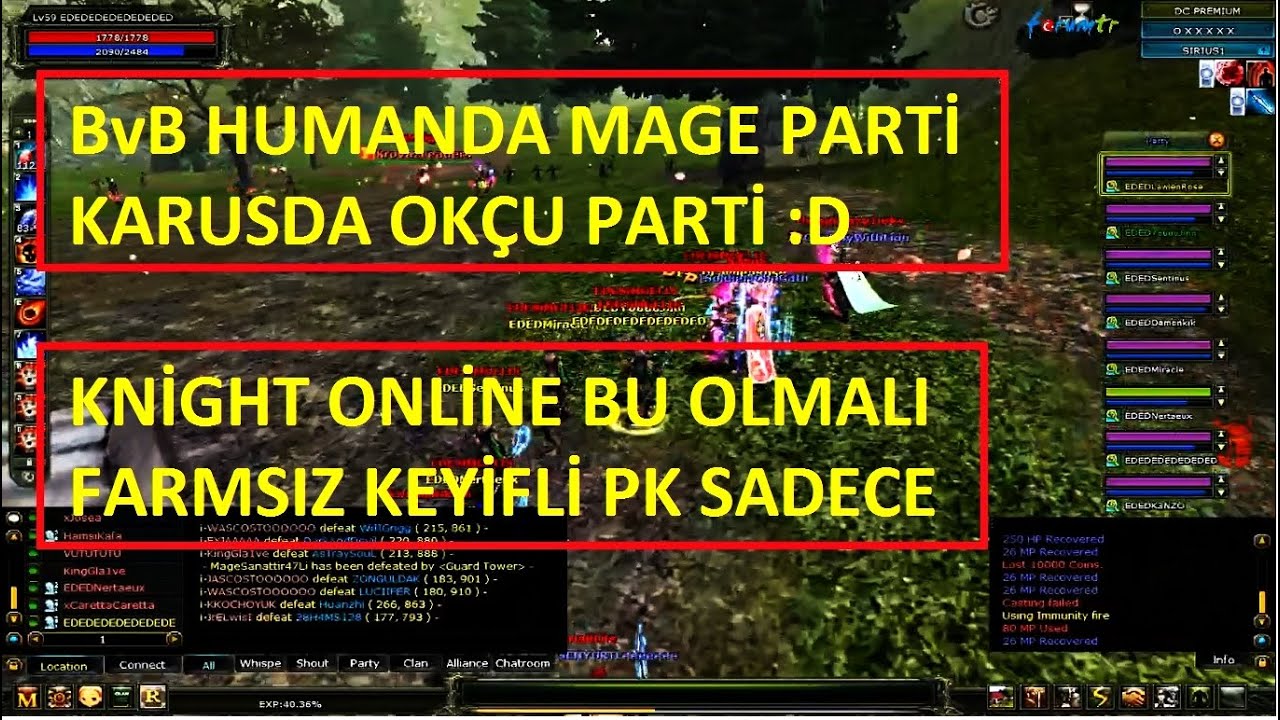 BvB Mage Parti İle Ardream Event' de Pk Atıyor :D Karşı' da BvB Ok&ccedil;u Parti Var - Knight Online
