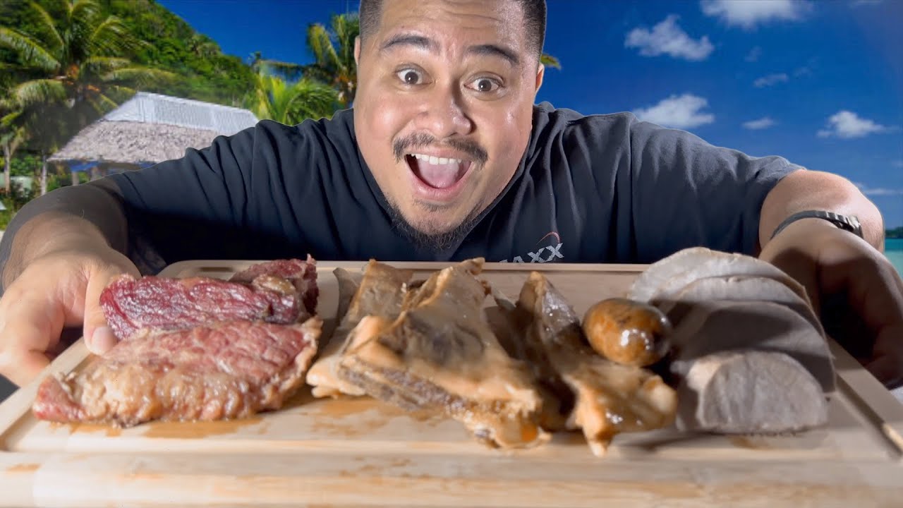 ASMR MUKBANG, Samoan Brisket | Lamp flaps | Taro | Pork Sausage