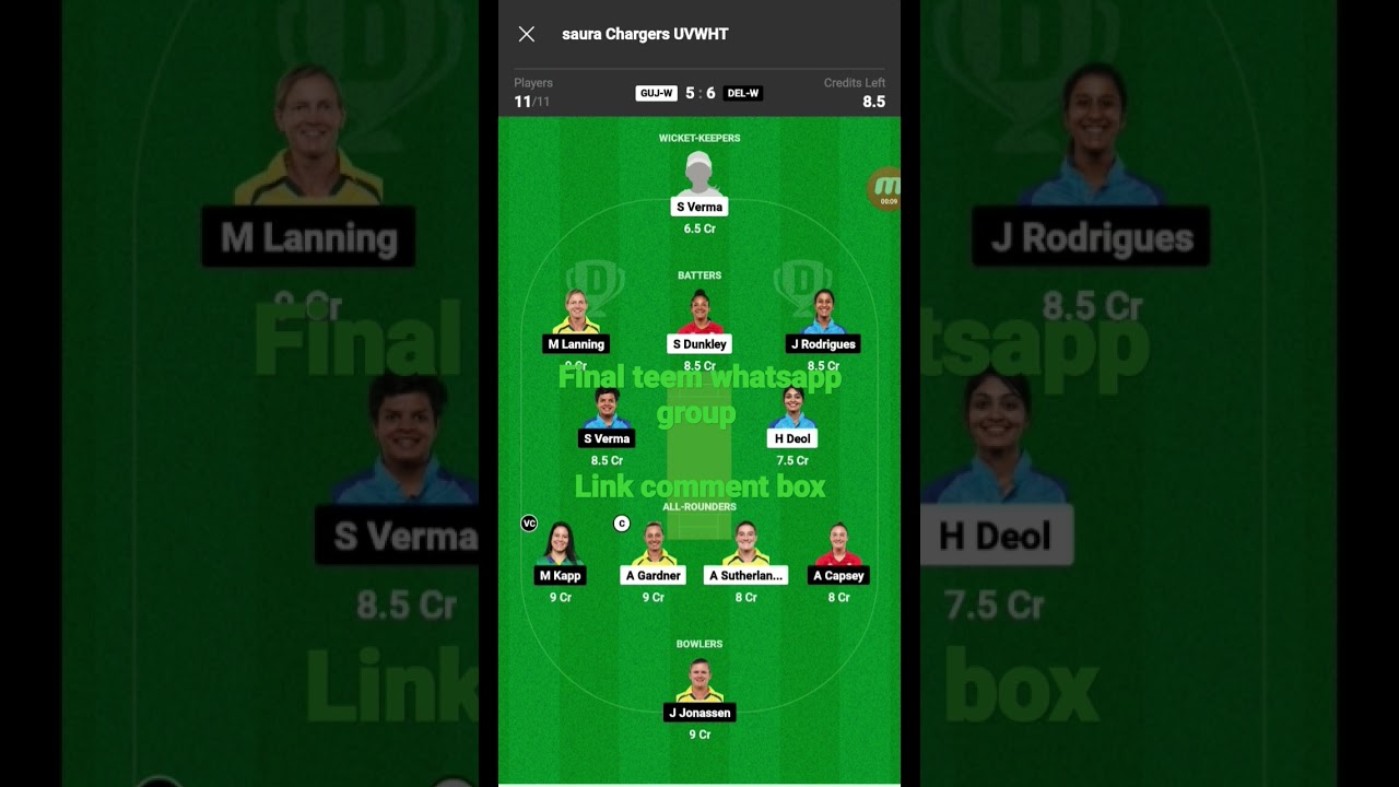 GUJ women vs DEL women WPL #fantasy #shortsvideo #addaguru #cricket