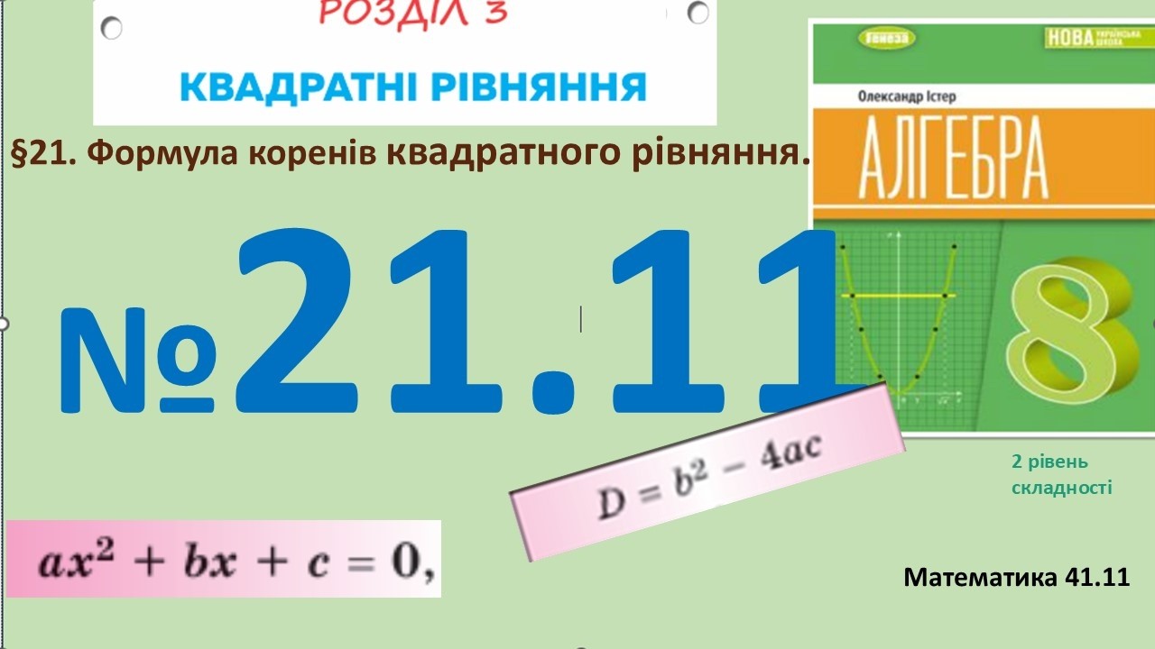 Істер Вправа 21.11 Алгебра 8 (Математика8 № 41.11 )НУШ-2025