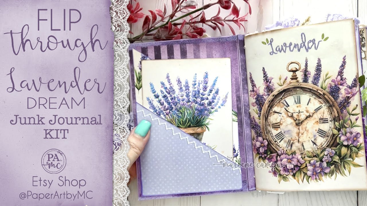 Flip Through Lavender Dream Kit Junk Journal by PaperArtbyMC