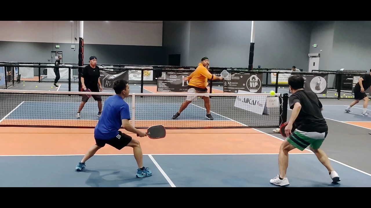 Rec Games @ Pickleball XSCAPE: Friend's ( black & blue shirts ) VS  Friend's (orange & black shirts)
