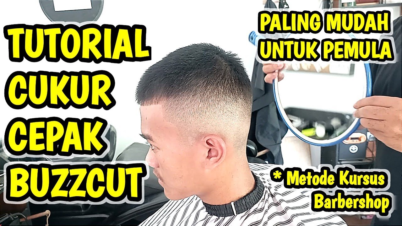 Tutorial Potong rambut Buzzcut Cepak Frenchrop gaya Tentara untuk Pemula || Metode Kursus Barber
