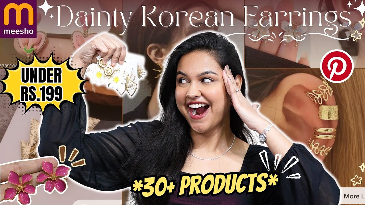 Pinterest Inspired Dainty Korean Earrings Haul Under ₹199 😲 Meesho Jewellery Haul 😍 Varsha Meghani