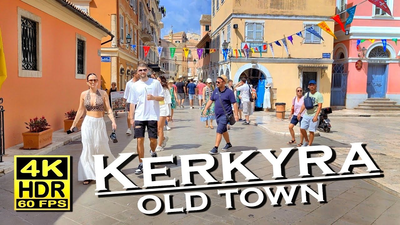 Kerkyra Old Town Corfu , Shops, Restaurants in 4K 60fps HDR (UHD) 💖 The best places 👀 Walking tour