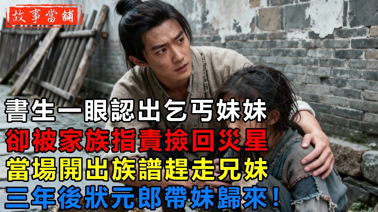 書生一眼認出乞丐妹妹，卻被家族指責撿回災星，當場開出族譜趕走兄妹，三年後狀元郎帶妹歸來！| 民間故事 | 故事當舖