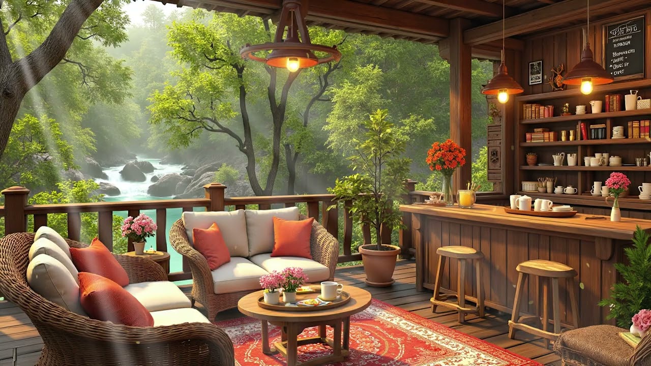Morning Riverside Spring Jazz 🌿 Warm Coffee Instrumental Music for Focus, Work & Peaceful Energy