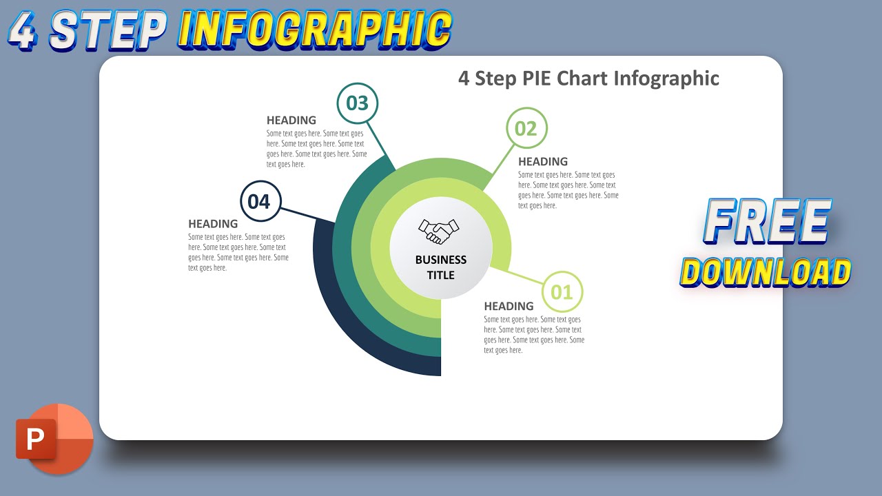 89.PowerPoint Tutorial 4 Step Pie Chart infographic Presentation | Free download