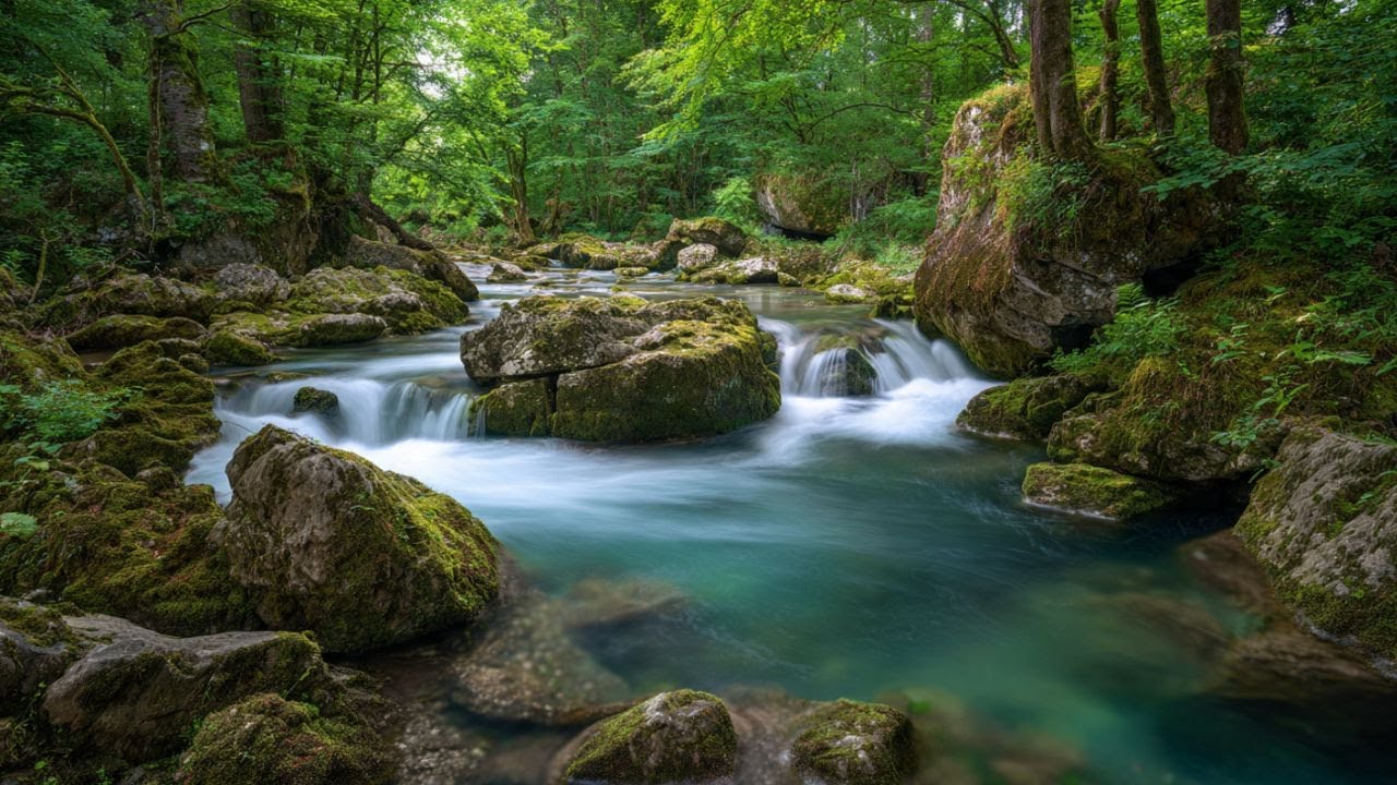 Успокаивающие звуки реки (8 часов) для глубокого сна, концентрации внимания, медитации и терапии бел