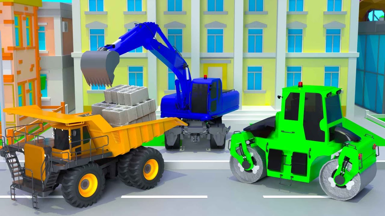 Building Twin Towers with Excavators, Road Rollers & Giant Trucks | 3D Construction Animation