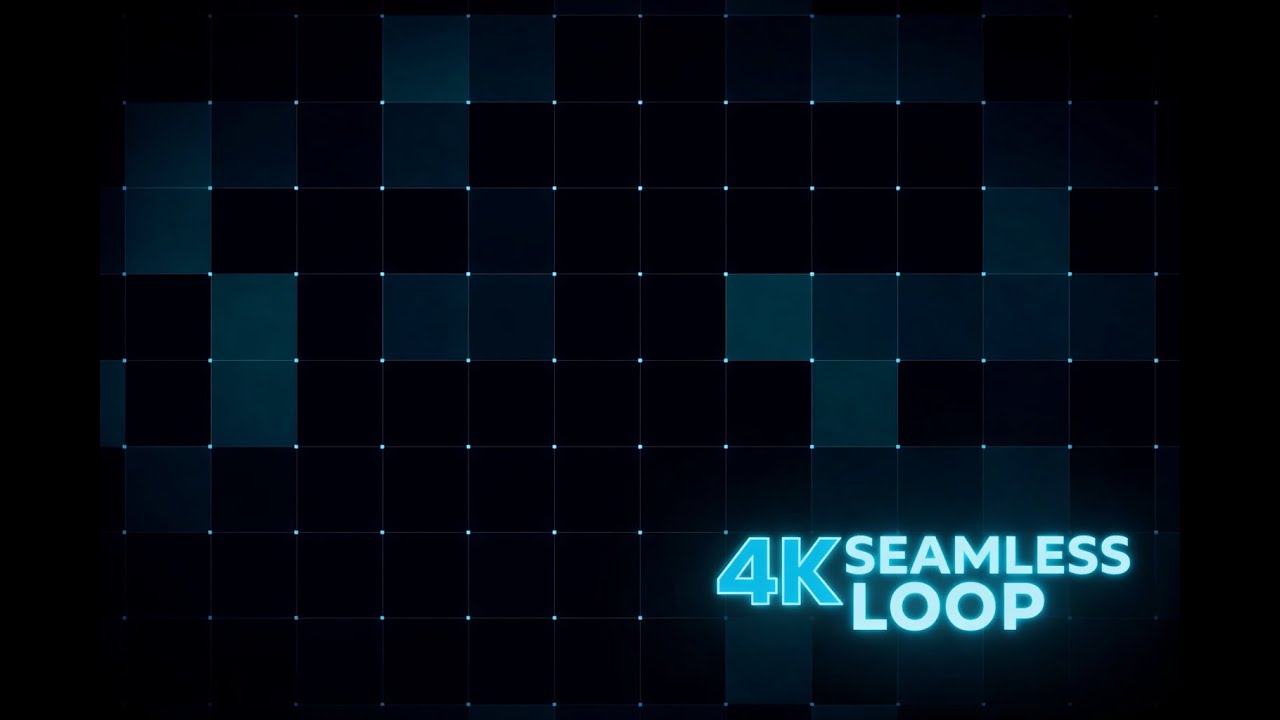 4K Dark Digital Abstract Grid Loop | 2 Hour Seamless Digital Background No Music | 5 Minute Edits