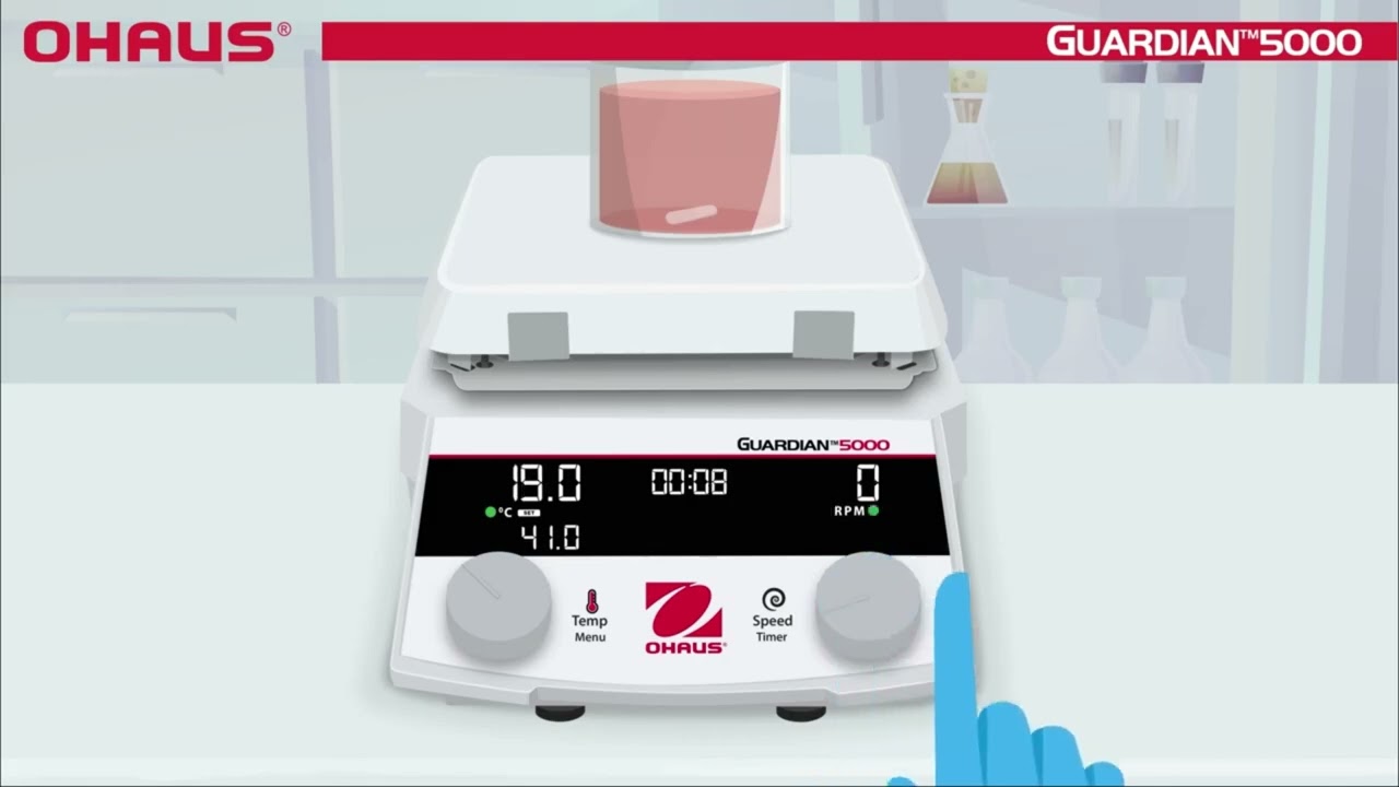 Cómo configurar la temperatura y la velocidad de tu plancha   Guardian™ 5000 OHAUS