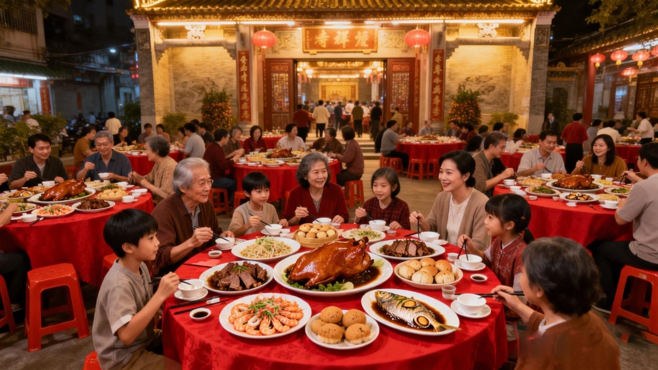 广东顺德霸气年夜饭，100桌一起吃，两桌硬菜有鱼有虾3600贵不？【舟小九】