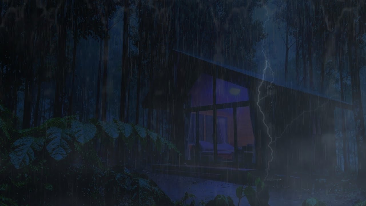 Midnight Gentle Rain Sounds in the Mountains (No Ads) | Cozy Cabin Ambience for Deep Sleep