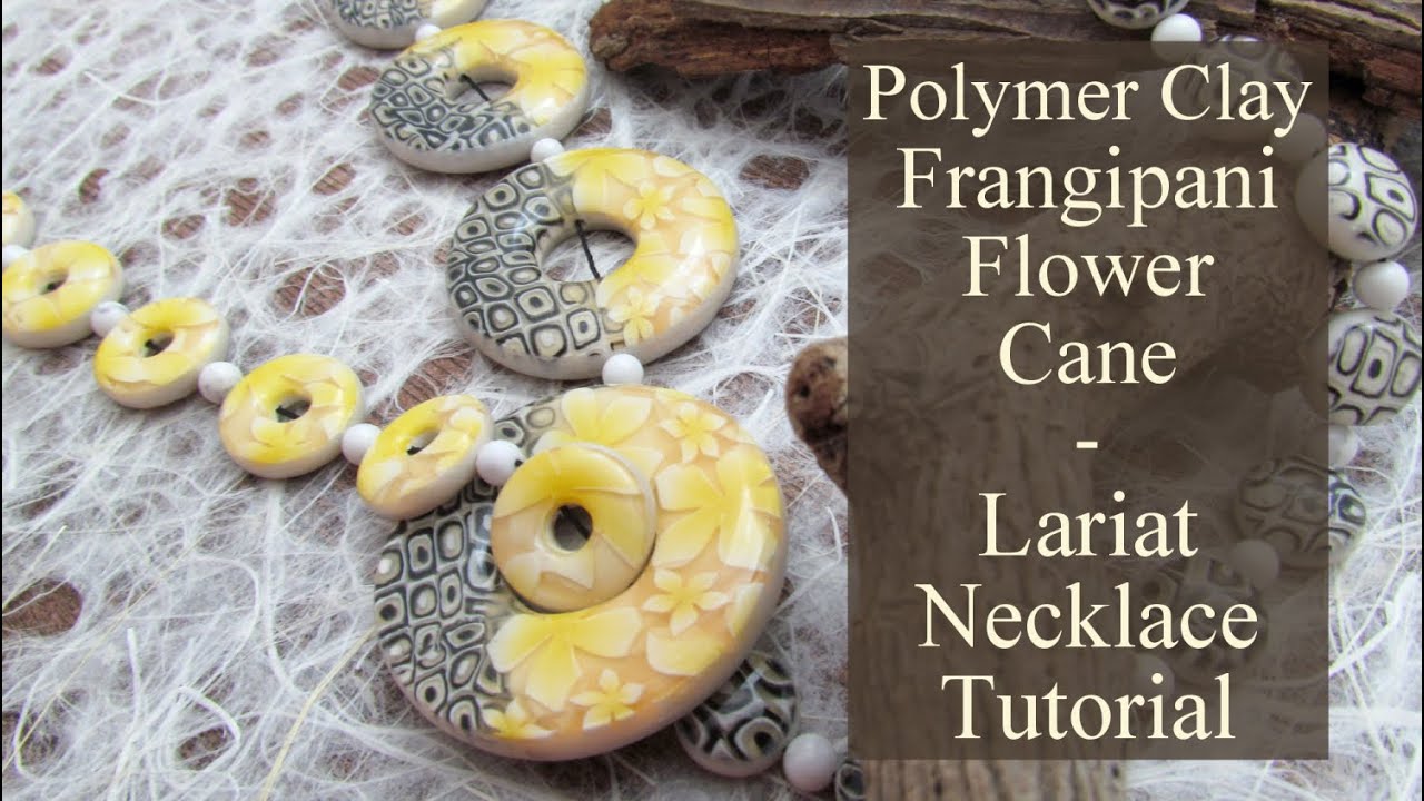 Frangipani Flower Cane Necklace - Polymer Clay Translucent Mod Cane