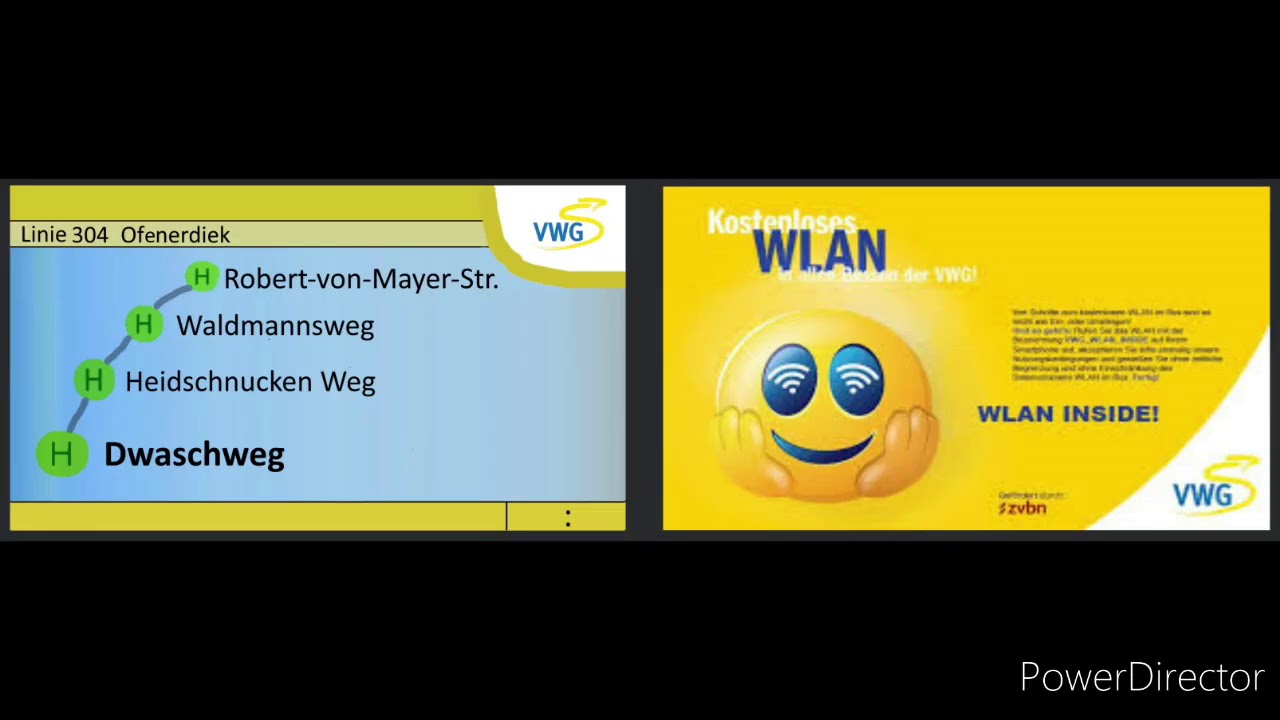 Haltestellen Ansagen Linie 304 der VWG von B&uuml;mmerstede bis Ofenerdiek.