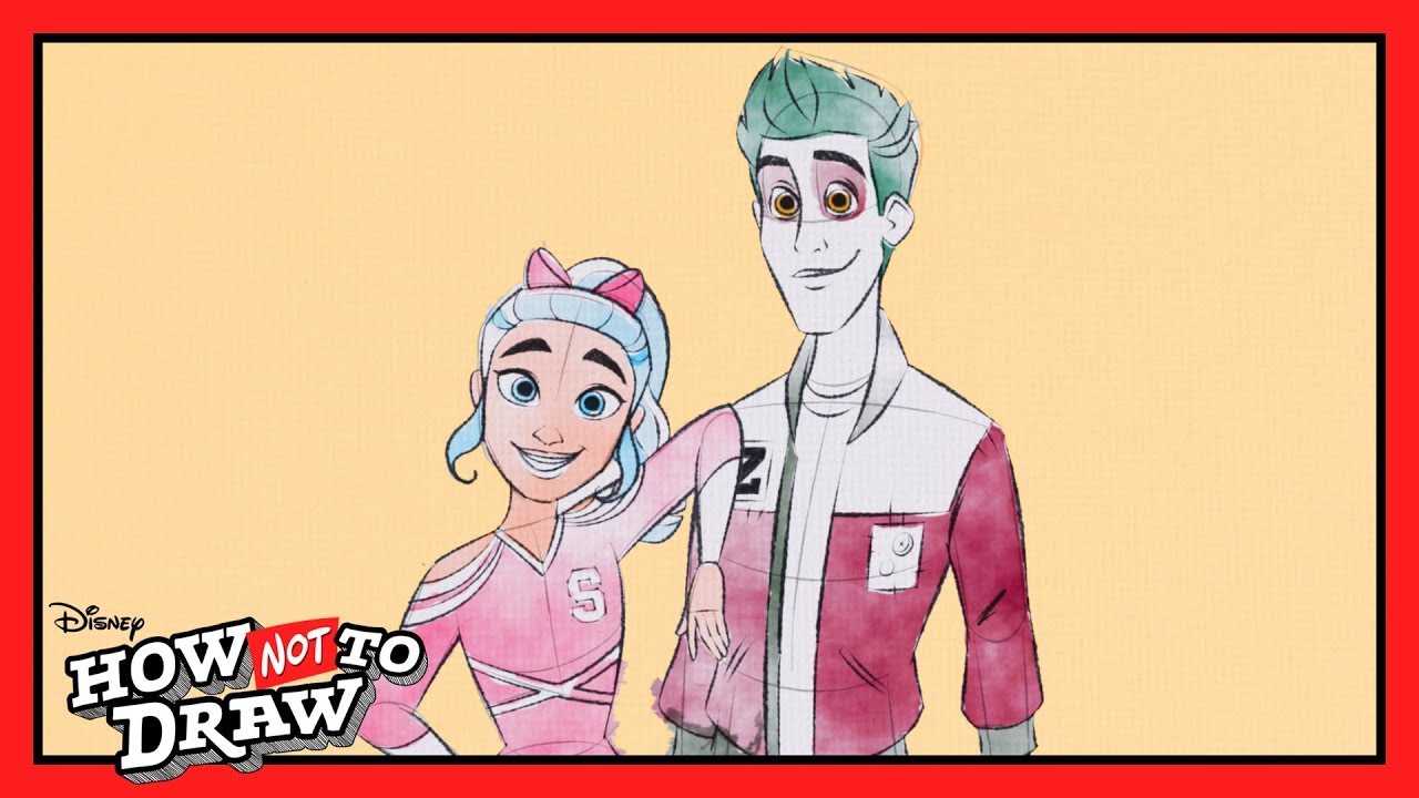 Zed & Addison Cartoon Comes to Life! 🖌 | How NOT To Draw | ZOMBIES |  @disneychannelanimation