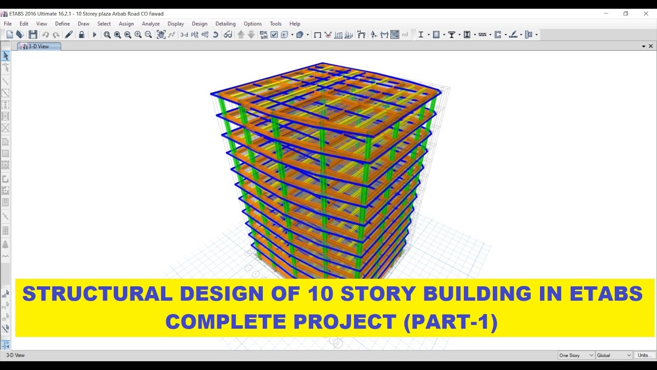 Structural design of 10 story building in ETABS || Part-1 ||