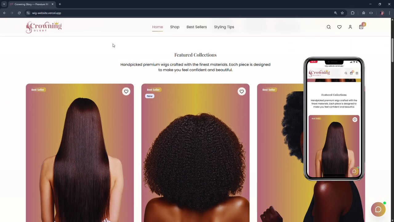 Week 14 of 20 Websites Challenge | Wig Vendor Website #20W20WCH