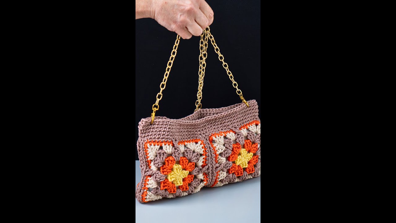 Простая схема вязания крючком сумки «бабушкины квадраты» ! Miarti🧶