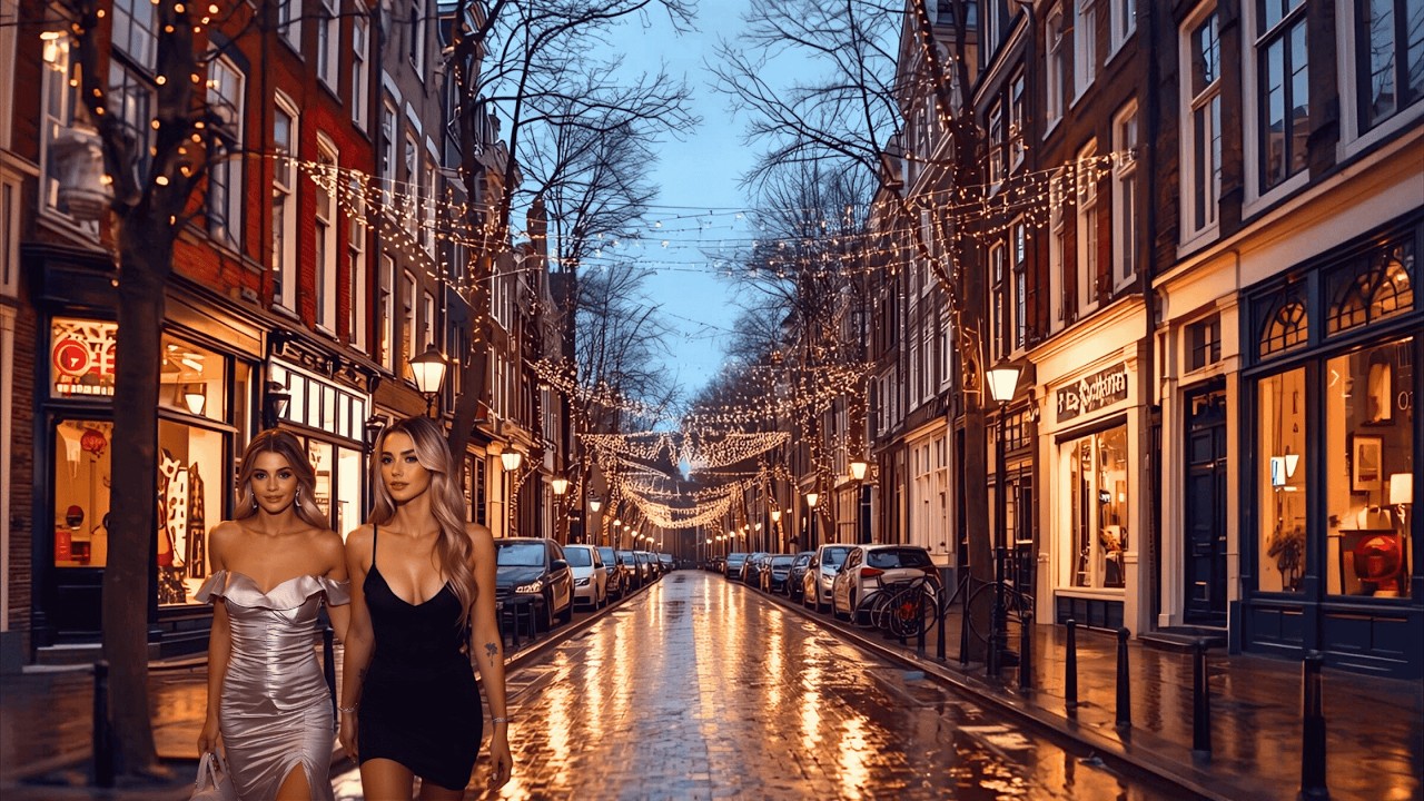 AMSTERDAM Nightlife – Relaxing Evening Walk ASMR | Red Light District | 4K HDR