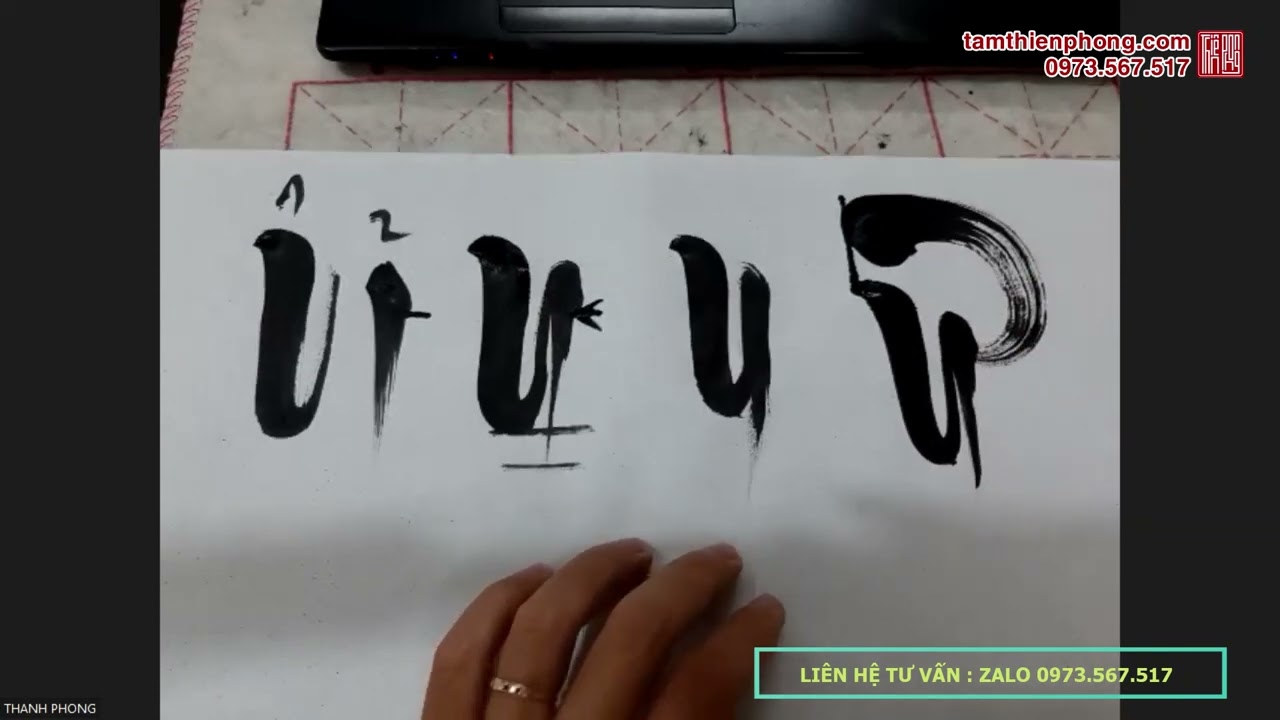 Một buổi dạy viết thư pháp online qua Zoom [Tâm Thiên Phong] 0973567517