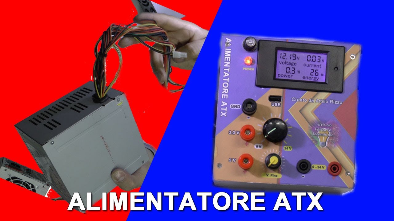 Alimentatore atx regolabile riciclato da un vecchio pc fuori uso.