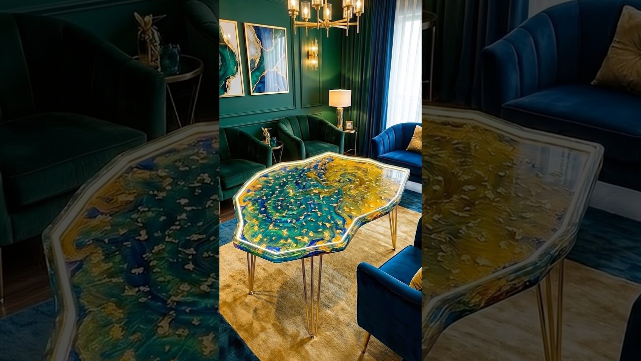 Amazing DIY Epoxy Resin Table with Broken Glass & LEDs! 🔨