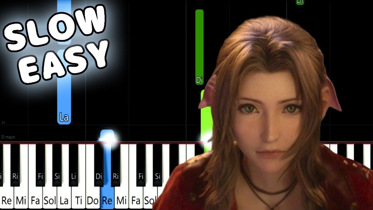 Aerith's Theme - Final Fantasy VII Remake - SLOW EASY Piano Tutorial [animelovemen]