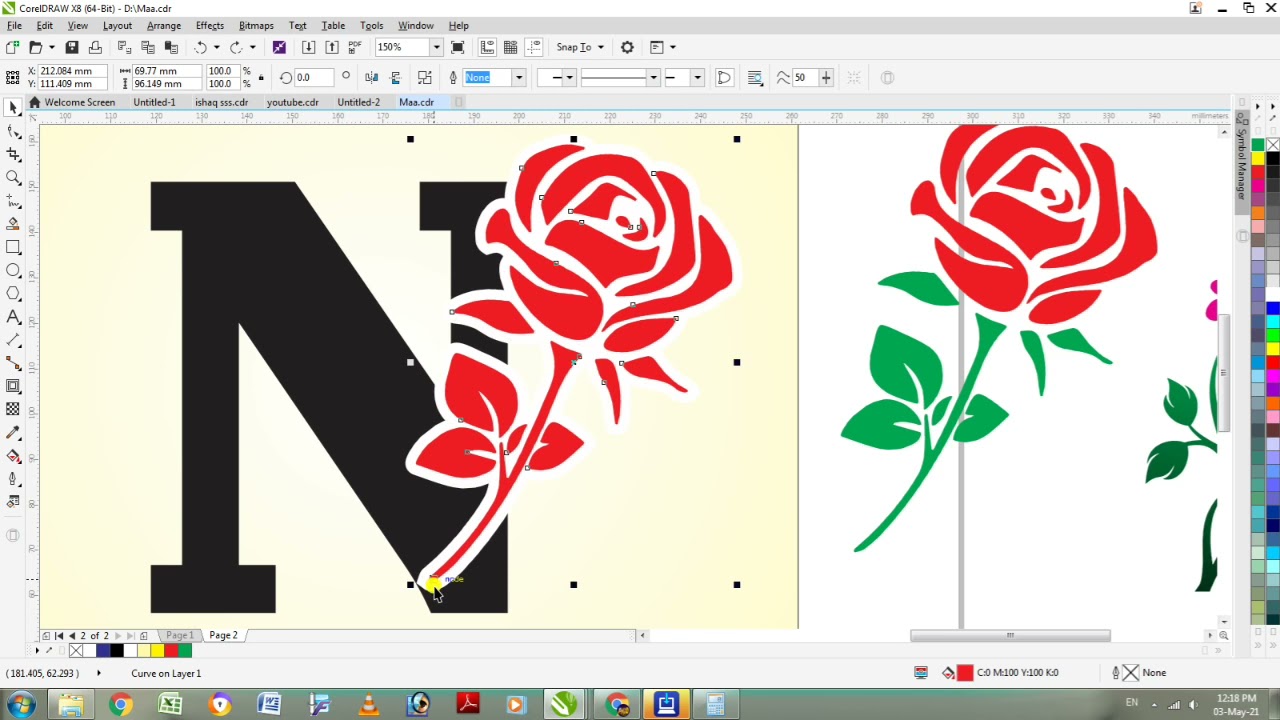 How to Create a Logo in CorelDraw by Khan | N Logo Design | CorelDraw Tutorial | GULZAR GRAPHICS MYS