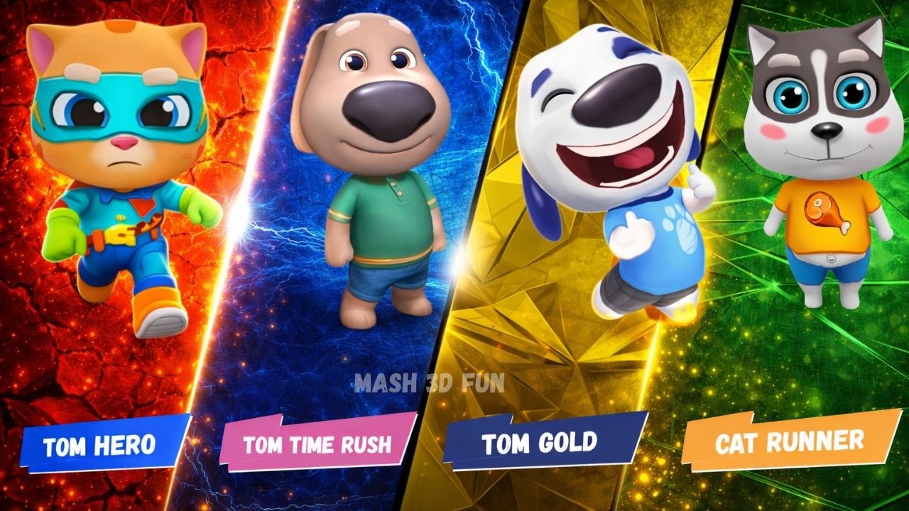 Which Talking Tom Runner Game Is BEST? 🏆  | Cat Runner🆚Gold Run🆚Time rush🆚 Hero Dash| |Mash 3d fun