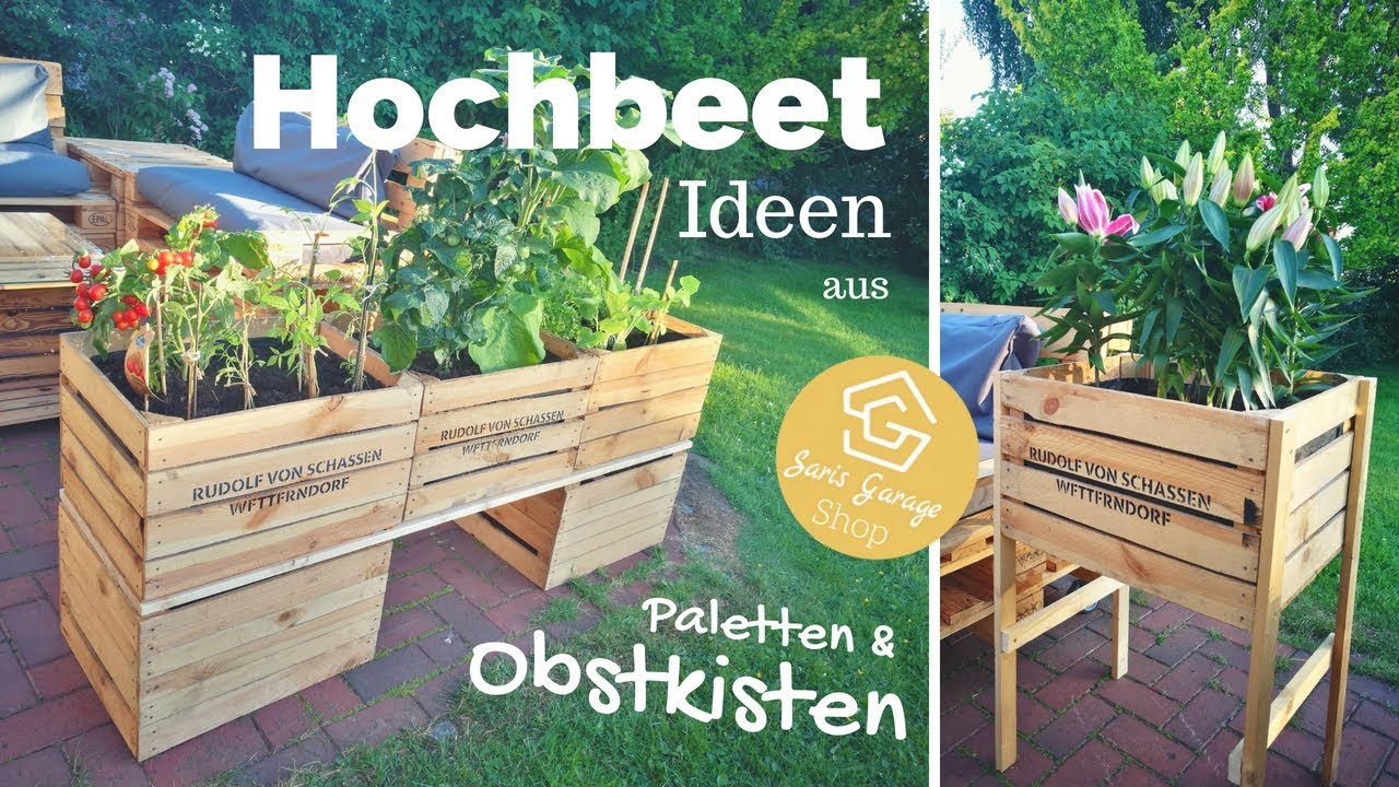 Hochbeet aus Obstkisten selber bauen - Weinkisten Deko - Garten DIY Anleitung - Holzkisten Ideen
