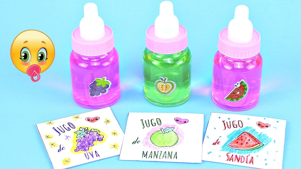 Cómo hacer Jugos falsos para Muñecas • Comida de Juguete • Colegio de Jugetes
