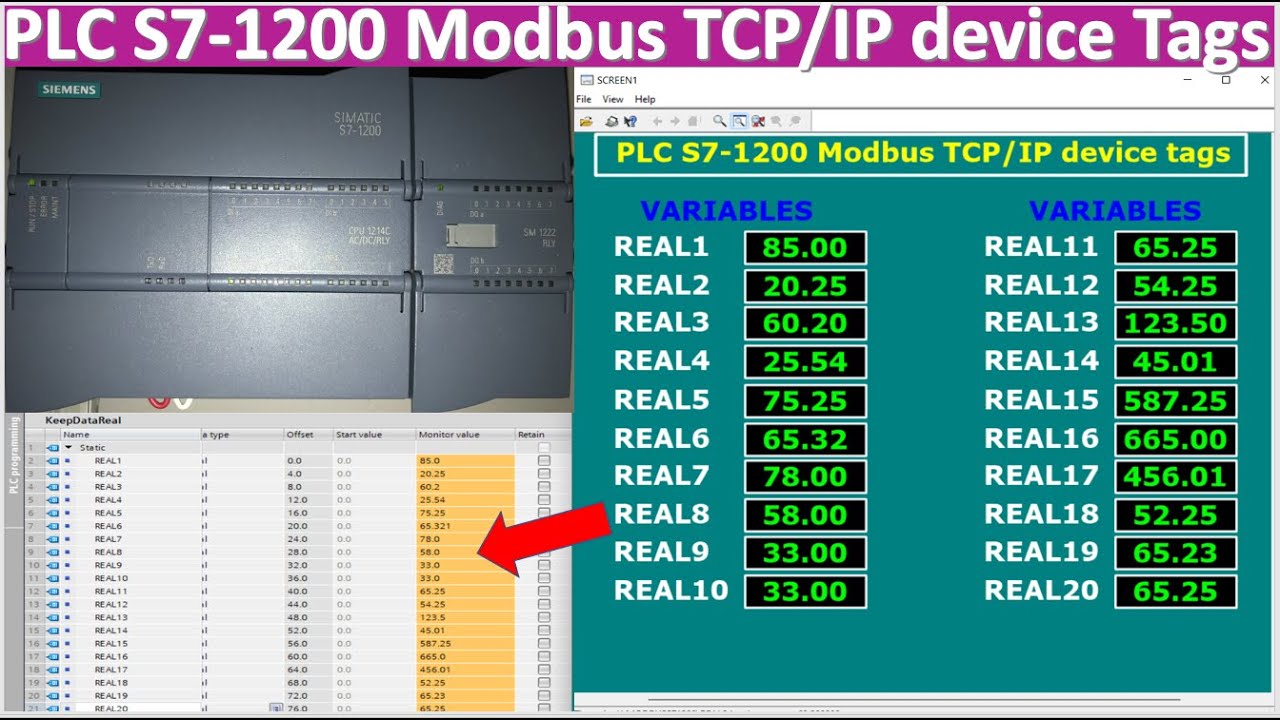 PLC S7-1200 Modbus TCP/IP with device tags connect with SCADA
