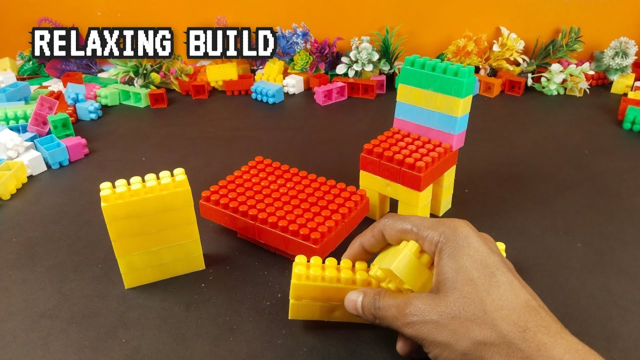 Relaxing ASMR Block Build | Satisfying Table & Chair Construction | Lego-Style DIY Block Building