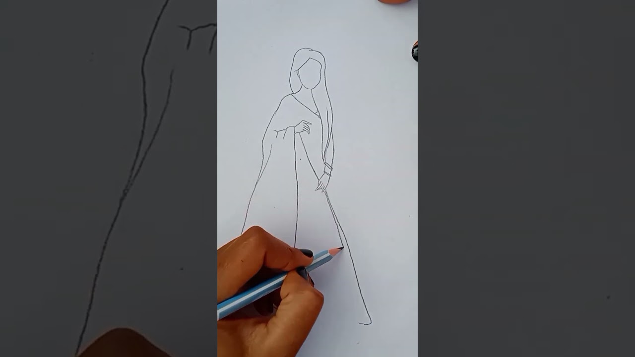 girl's drawing with saree 😍