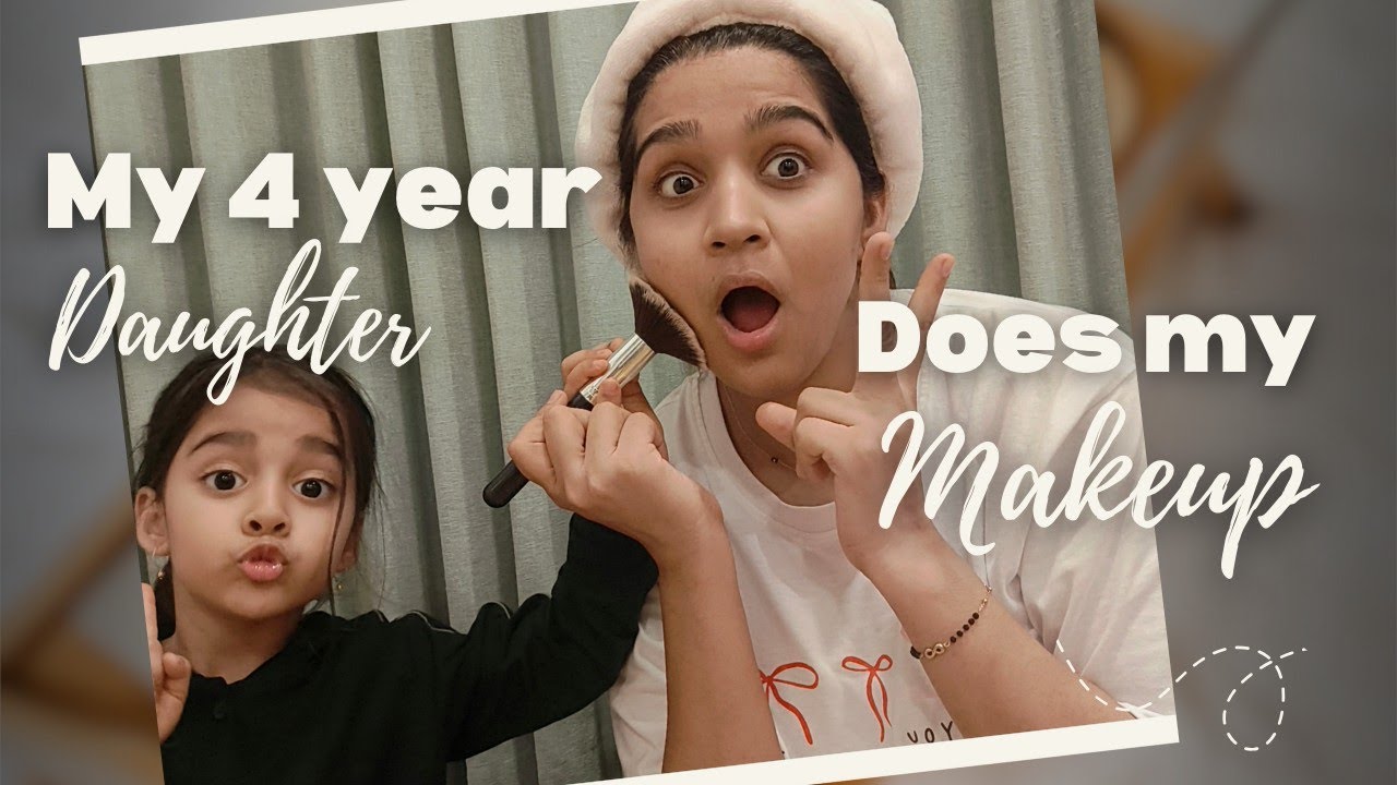 My 4 year old daughter does my makeup🫢#vlog #funnyvideo #makeup 